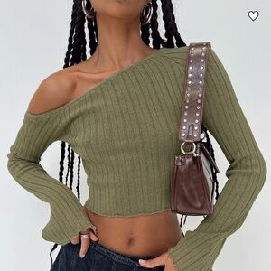 Princess Polly Santorini Knit Top- Off/One Shoulder